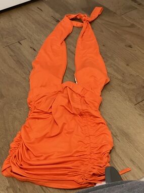superdown Orange Halter Bandeau Dress